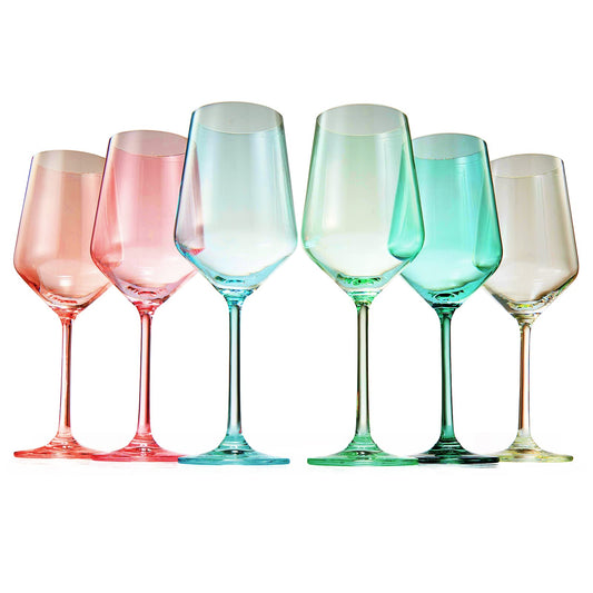 Colored Wine Glass Set, Large 12 oz Glasses Set of 6, Unique Italian S –  The Wine Savant