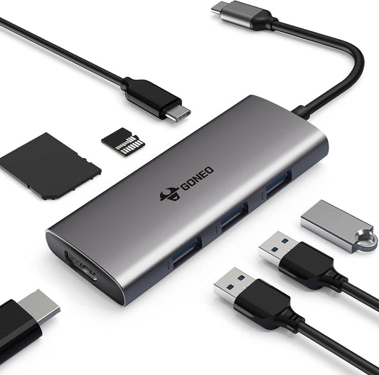 GONEO 7 in 1 USB C Hub, USB C Docking Station with 4K HDMI, 3 Ports USB 3.0, 100W PD, SD/TF Card Reader, USB C Dongle for MacBoook Pro, MacBook Air, Microsoft Surface Pro, Samsung Chromebook Pro, Dell XPS, Etc